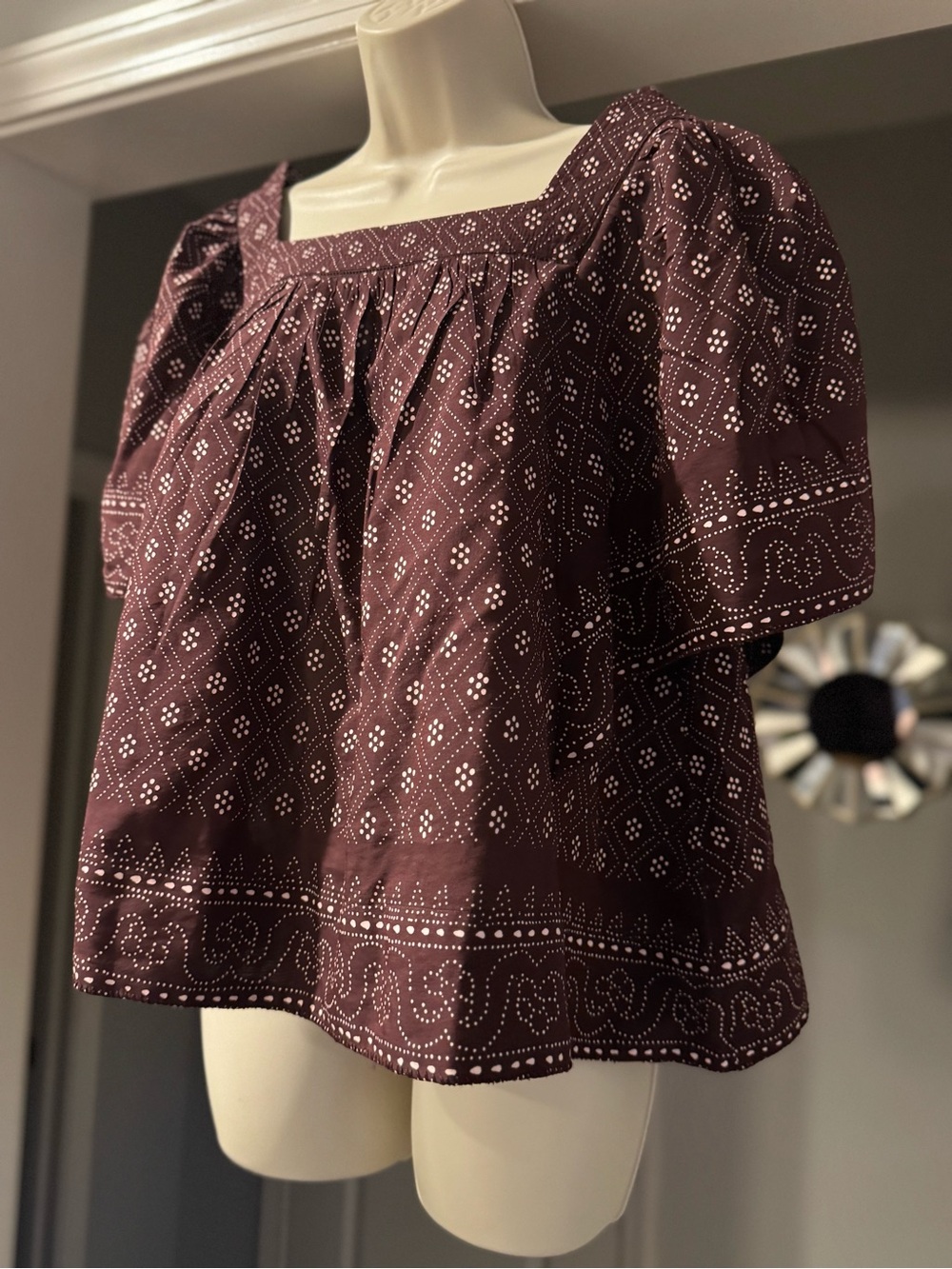 Madewell beautiful flutter sleeve floral blouse cotton viscose blend size large - Picture 3 of 8